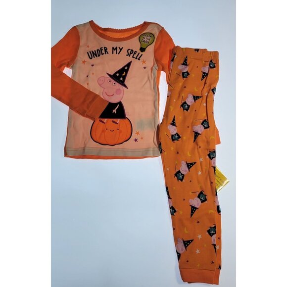 NWT Toddler Girls 3T Peppa Pig Halloween Witch Pajamas Snug Fitting PJ Cotton - Picture 1 of 5